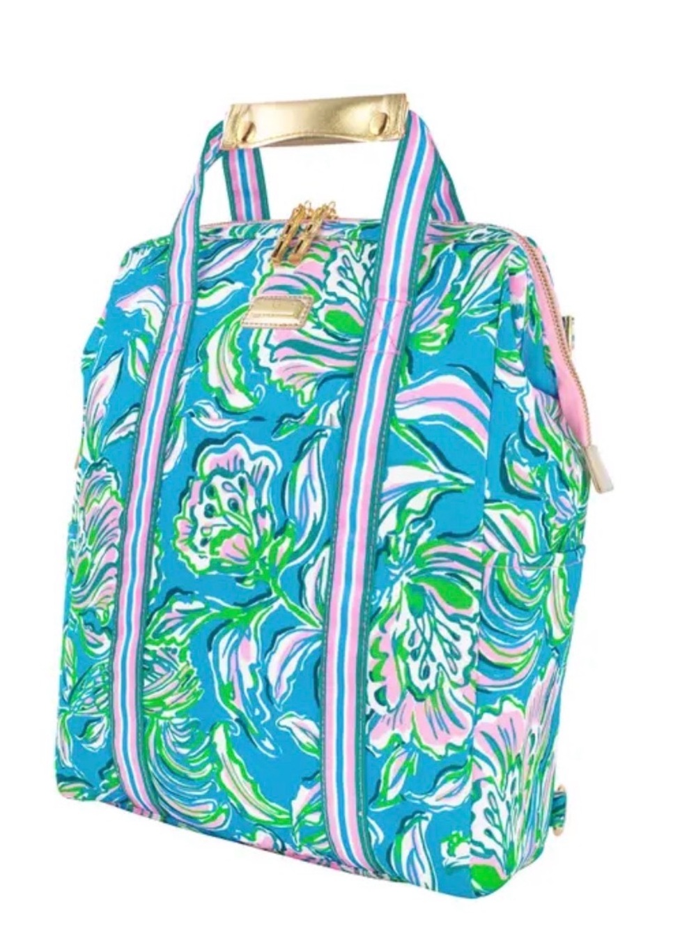 Lilly Pulitzer Teal Floral Convertible Tote Backpack